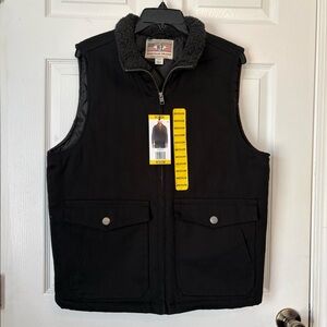 Weatherproof Men's Black Vest Men’s Size M Workwear with Sherpa Collar NWT Coat